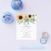 Sommersonnenblumen Eukalyptus Grüne Hochzeit Flyer (Einzeln)