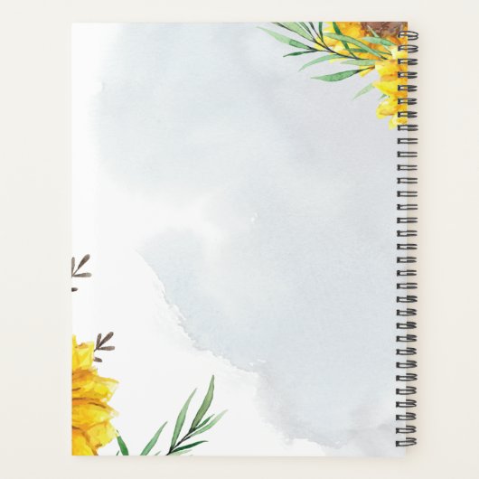 Sommersonnenblumen Eukalyptus Grüne Hochzeit Planer (Rückseite)