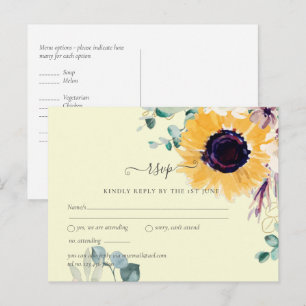Sommersonnenblumen Eukalyptus Grüne Hochzeit Postkarte