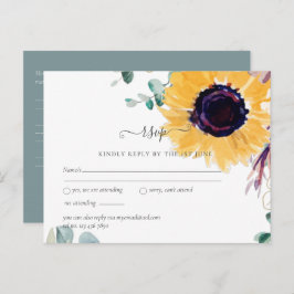 Sommersonnenblumen Eukalyptus Grüne Hochzeit Postkarte