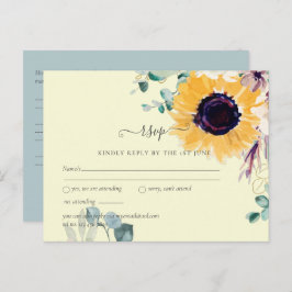 Sommersonnenblumen Eukalyptus Grüne Hochzeit Postkarte