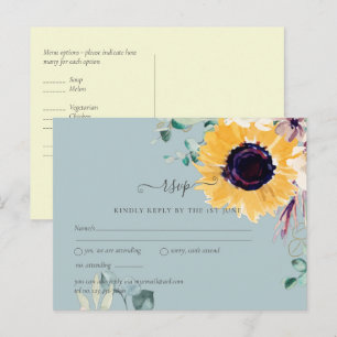 Sommersonnenblumen Eukalyptus Grüne Hochzeit Postkarte