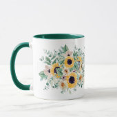 Sommersonnenblumen Eukalyptus Grüne Hochzeit Tasse (Links)