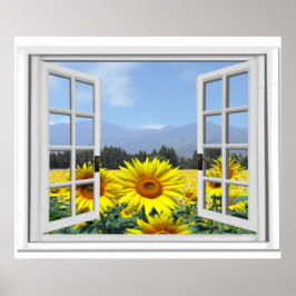 Sommersonnenblumen Fake Garden View Poster