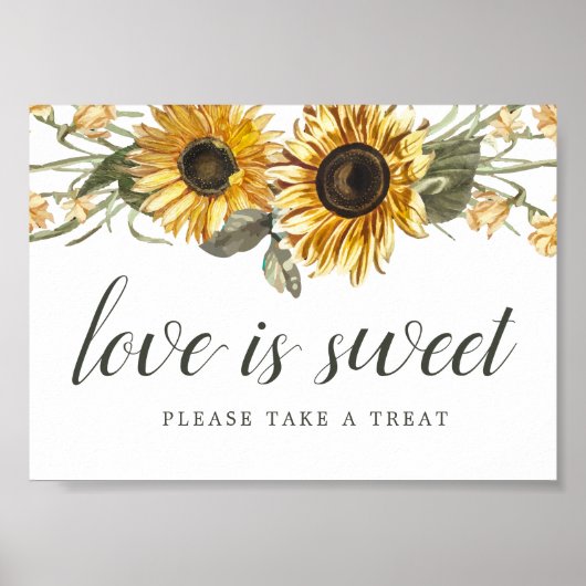 Sommersonnenblumen Hochzeitliches Dessert Tafelzei Poster (Vorne)