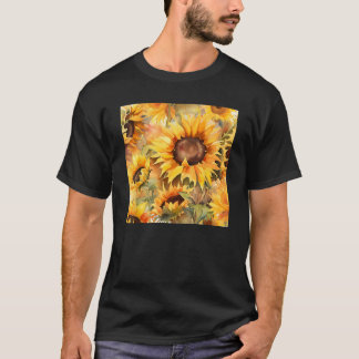 Sommersonnenblumen Hübsch Gelbes Botanisches Wasse T-Shirt