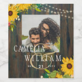 Sommersonnenblumen Rustikale Hochzeit Weinetikett (Einzelnes Label)