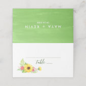 Sommersonnenblumenhochzeit Platzkarte (Außenseite Aufgefaltet)