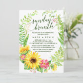 Sommersonnenblumenkraut Hochzeitsfeier Sonntag Bru Einladung (Stehend Vorderseite)