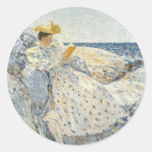 Sommersonnenlicht   Childe Hassam Runder Aufkleber