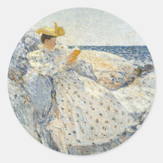Sommersonnenlicht | Childe Hassam Runder Aufkleber (Vorderseite)