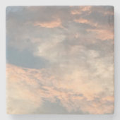 Sommersonnenuntergang Himmel blau, staubige rosa,  Steinuntersetzer (Vorderseite)