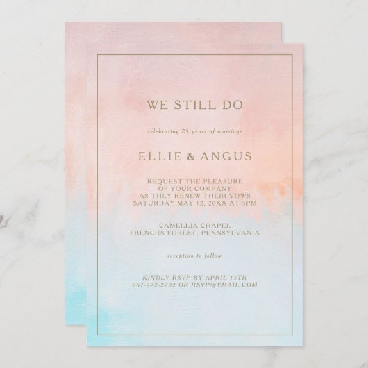 Sommersonnenuntergang Wasserfarbe wir machen noch Einladung (Vorne/Hinten)