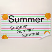 Sommersonnenunterschiede rosa grüne Streifen Strandtuch (Vorderseite)