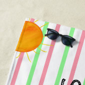 Sommersonnenunterschiede rosa grüne Streifen Strandtuch (Beispiel)