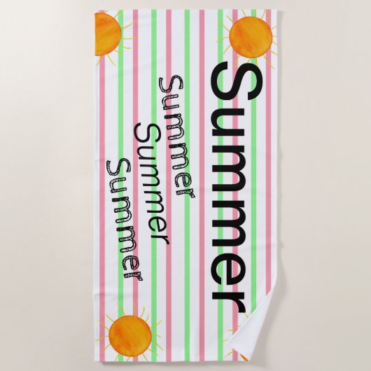 Sommersonnenunterschiede rosa grüne Streifen Strandtuch (Vorderseite)