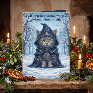 Sommersonnenwende-Sänger Winter-Celtic-Katze Yule- Karte