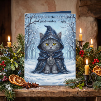 Sommersonnenwende-Sänger Winter-Celtic-Katze Yule- Karte