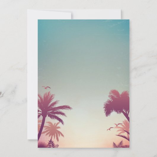 Sommersonnige Palmen und Lichter im Freien Hochzei Einladung (Rückseite)