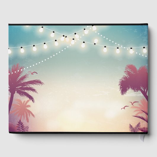 Sommersonnige Palmtränke und Lichter Hochzeit Gästebuch (Rückseite)