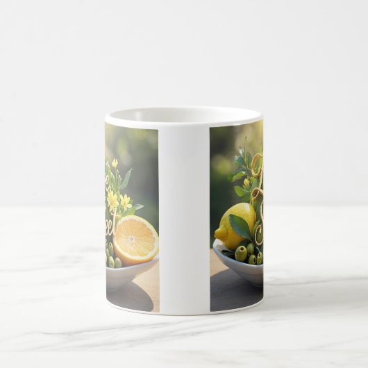 Sommersonnige Zitronen, Oliven, Zitrusscheiben Kaffeetasse (Mittel)