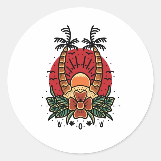 Sommersonntag Runder Aufkleber (Vorderseite)