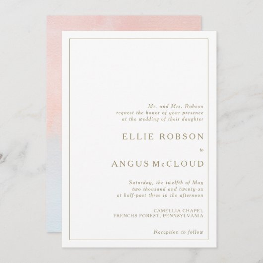 Sommersonntags Wasserfarbenhochzeit Einladung (Vorne/Hinten)