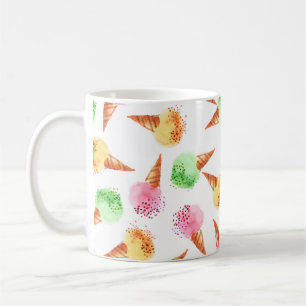 Sommersortiertes Eisdessert Farbe Aquarell Kaffeetasse