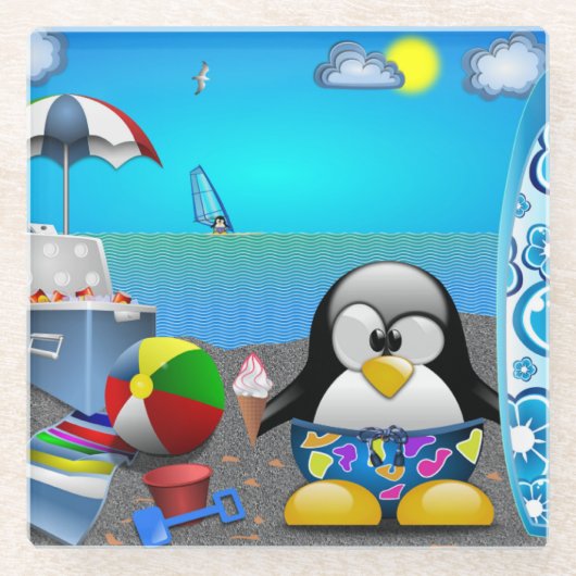 SOMMERSPASS AM STRAND GLASUNTERSETZER (Vorderseite)