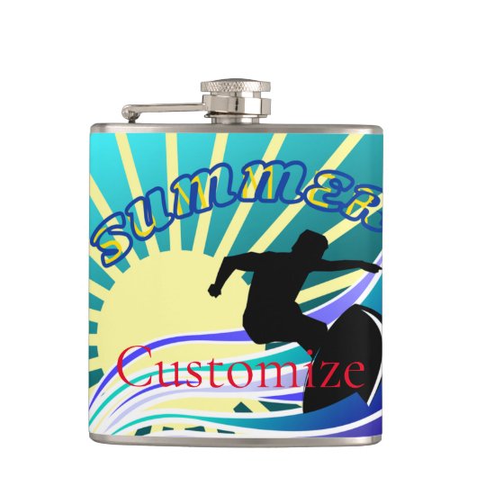 Sommerspaß beim Surfen Thunder_Cove Flachmann (Vorderseite)