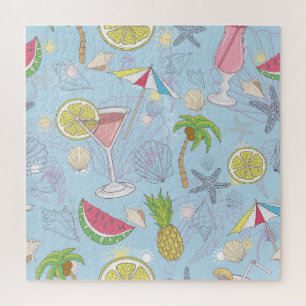 Sommerspass, Cocktail Nahtloses Muster. Puzzle