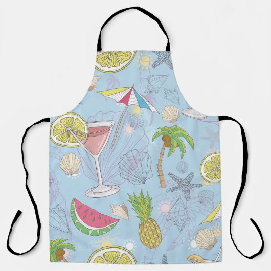 Sommerspass, Cocktail Nahtloses Muster. Schürze (Vorderseite)