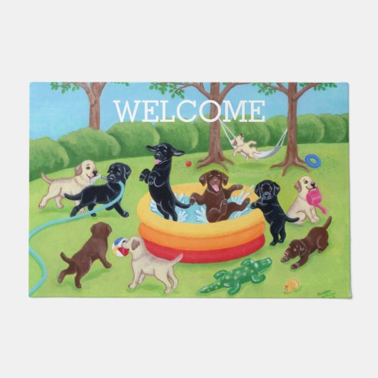 Sommerspass Labradors Painting Doormat Fußmatte (Vorderseite)