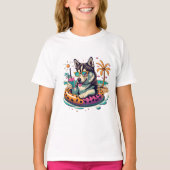 Sommerspass mit Niedlichem Coolen Husky Dog im Poo T-Shirt (Vorderseite)