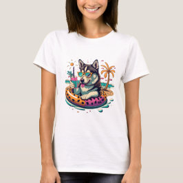 Sommerspass mit Niedlichem Coolen Husky Dog im Poo T-Shirt