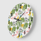 Sommerspass Niedlich tropisches Muster Große Wanduhr (Winkel)