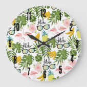 Sommerspass Niedlich tropisches Muster Große Wanduhr (Vorderseite)