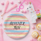 Sommerspass Rosa Gelbblau Wasserfarbe Pappteller (Party)