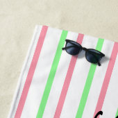 Sommerspass Rosa grüne weiße Streifen Strandtuch (Beispiel)