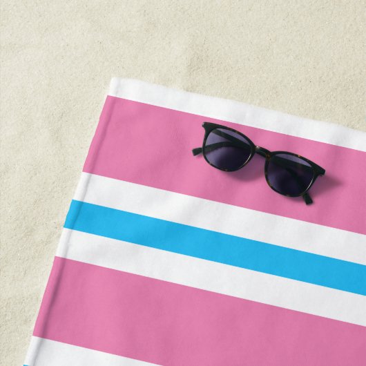 Sommerspass Rosa und Türkis Streifen Monogramm Strandtuch (Beispiel)