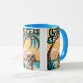 Sommerspass: Sonnenbrille auf einem stilvollen Hun Tasse (VorderseiteRechts)