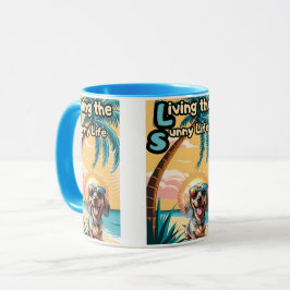 Sommerspass: Sonnenbrille auf einem stilvollen Hun Tasse