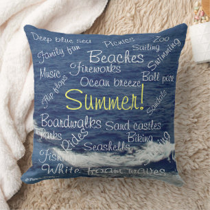 Sommerspaß Sprüche Strand Wellen Reversibel Kissen