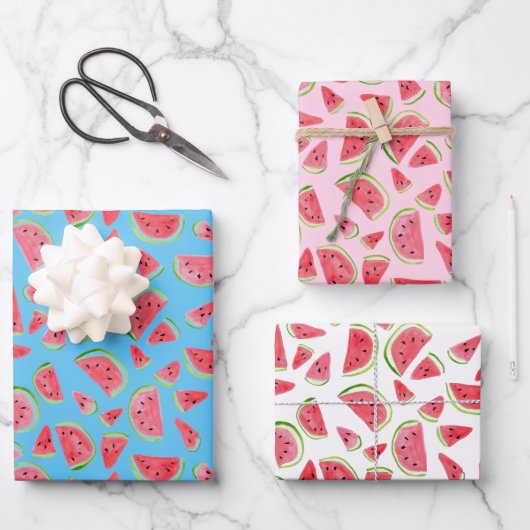 Sommerspass Wasserfarbe Wassermelone Geschenkpapier Set (Vorderseite)