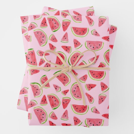 Sommerspass Wasserfarbe Wassermelone Rosa Geschenk Geschenkpapier Set (Beispiel)