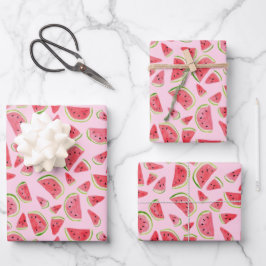 Sommerspass Wasserfarbe Wassermelone Rosa Geschenk Geschenkpapier Set