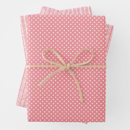 Sommerstaubige Rose Rosa Streifen Geschenkpapier Set (Beispiel)