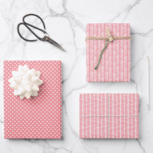 Sommerstaubige Rose Rosa Streifen Geschenkpapier Set