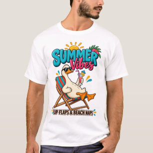 Sommerstimmung Ente – Flip Flops und Strandnickerc T-Shirt