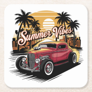 Sommerstimmung Klassiker Auto Rechteckiger Pappuntersetzer
